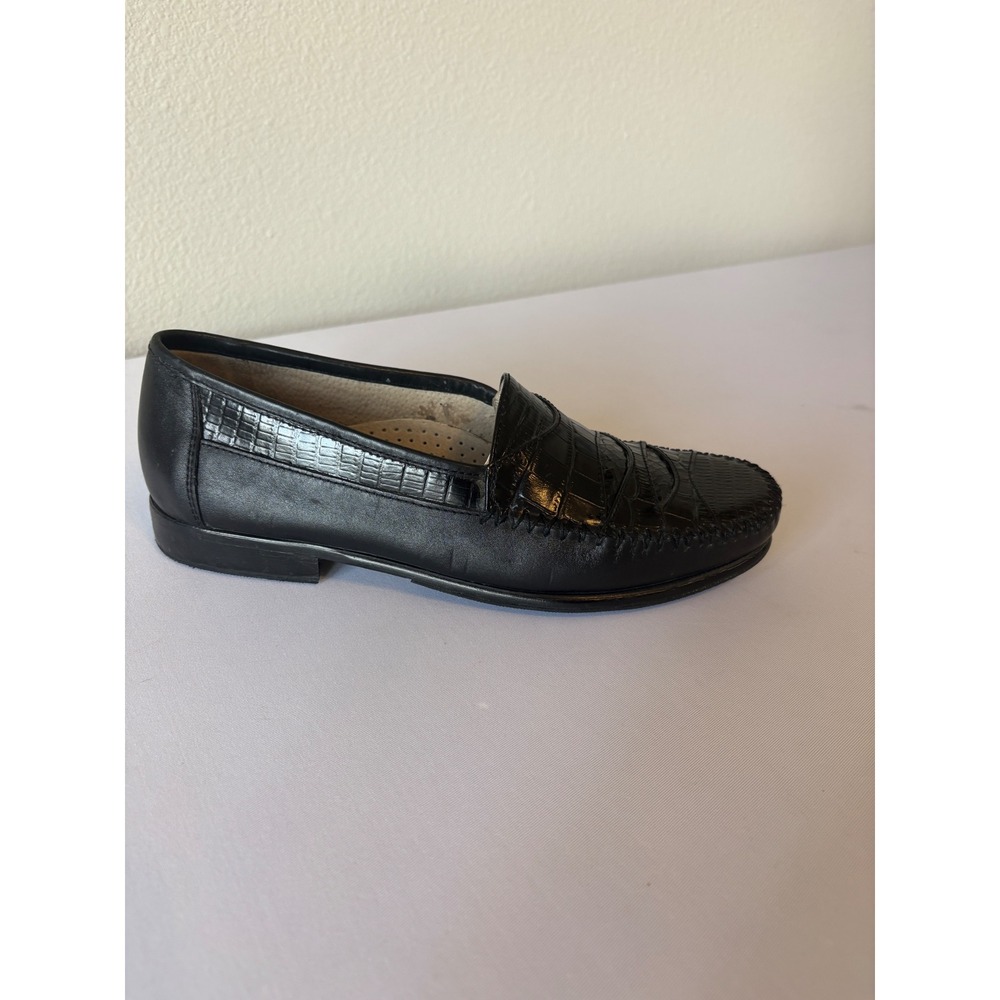 Stacy Adams Mens Black Snake Leather Loafers Dress Shoes 24187-01 Size 7M - Picture 9 of 15